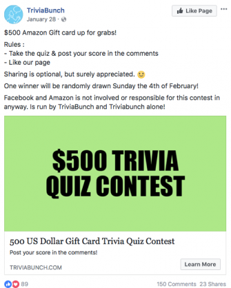 Contests on Facebook