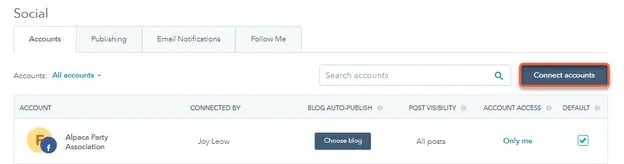 Connect your social media accounts to HubSpot for publishing