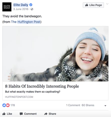 Elite Daily promoting Huffington Post