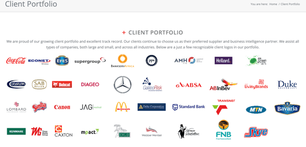 Sample client portfolio