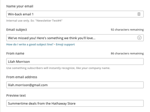 re-engagement email setup