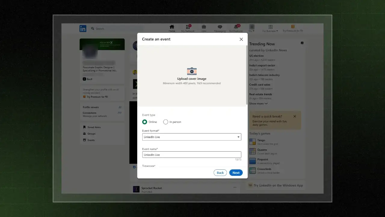 How to create events on LinkedIn?